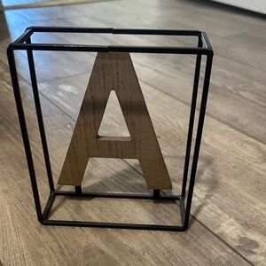 Wooden Letter A in Metal Frame
